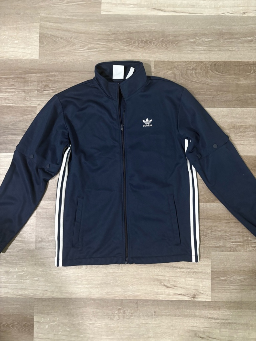 Adidas Men's Navy Track Jacket with White Stripes